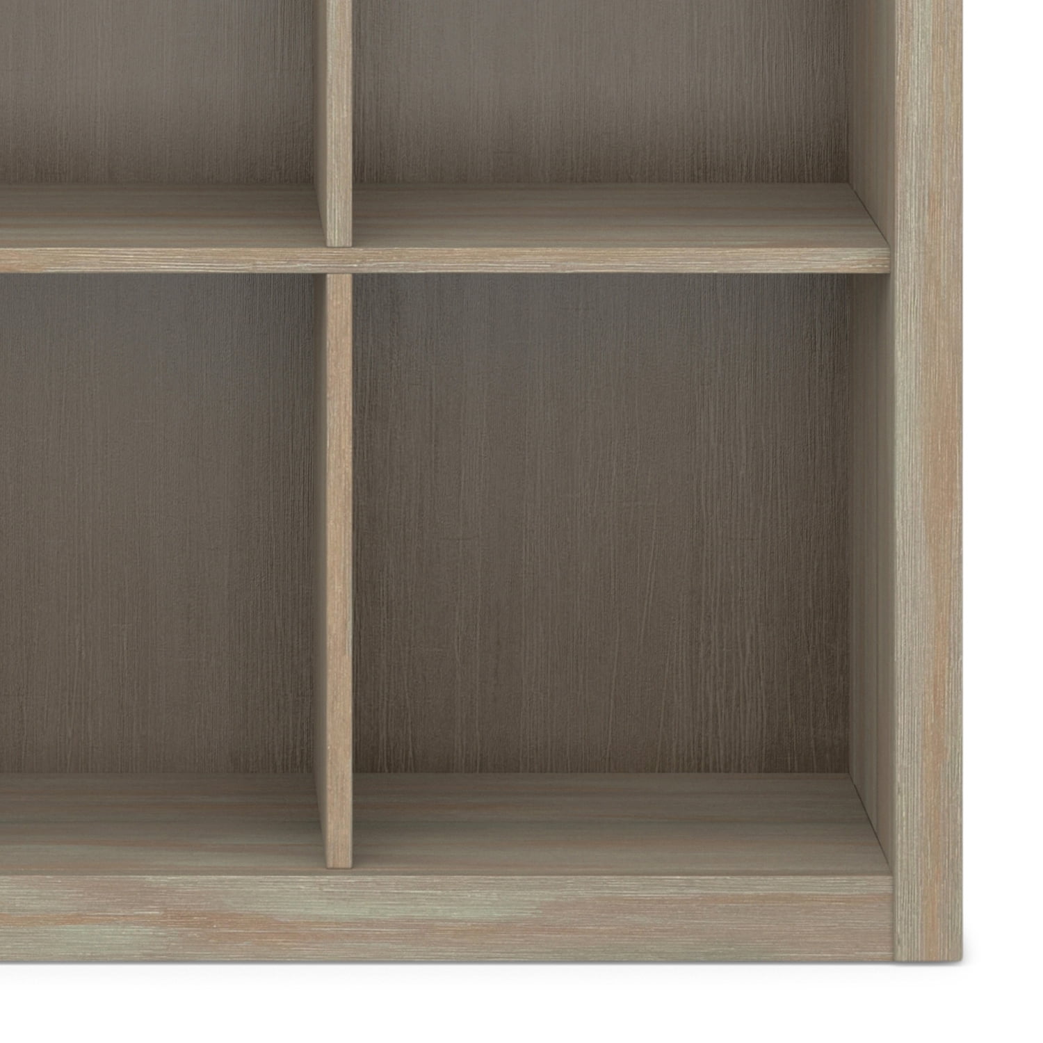 Simpli Home Artisan 45 inch x 43 inch Solid Wood Transitional 9 Cube Bookcase and Storage Unit in Distressed Grey