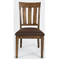 Jofran Cannon Valley Distressed Industrial Distressed Wood Dining Chair with Upholstered Seat (Set of 2)