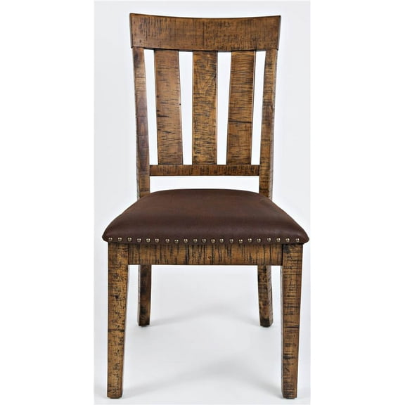 Jofran Cannon Valley Distressed Industrial Distressed Wood Dining Chair with Upholstered Seat (Set of 2)