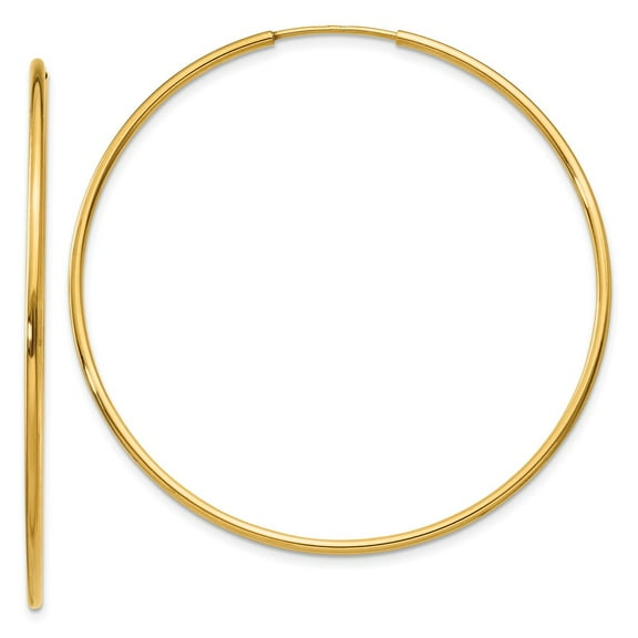 14K Yellow Gold Earring Endless Women'S 45 mm 1.25Mm Hoop