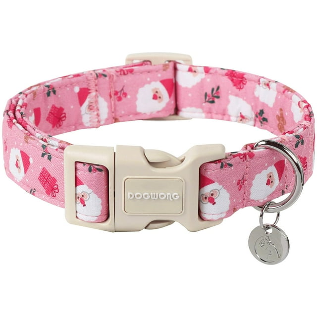 Collar para perro DOGWONG Christmas rosa ajustable 25-41 cm