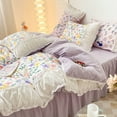 thumbnail image 2 of INS Princess Style Flower Bedding Set Duvet Cover With Ruffle Lace Bed Sheet Pillowcases Kawaii Girl Woman Bedroom Home Textiles, 2 of 7