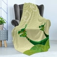 thumbnail image 4 of Dragon Soft Flannel Fleece Throw Blanket, Tatsu Mythical Animal Chips in Ocean Design, Cozy Plush for Indoor and Outdoor Use, 50" x 70", Pistachio and Fern Green, by Ambesonne, 4 of 5