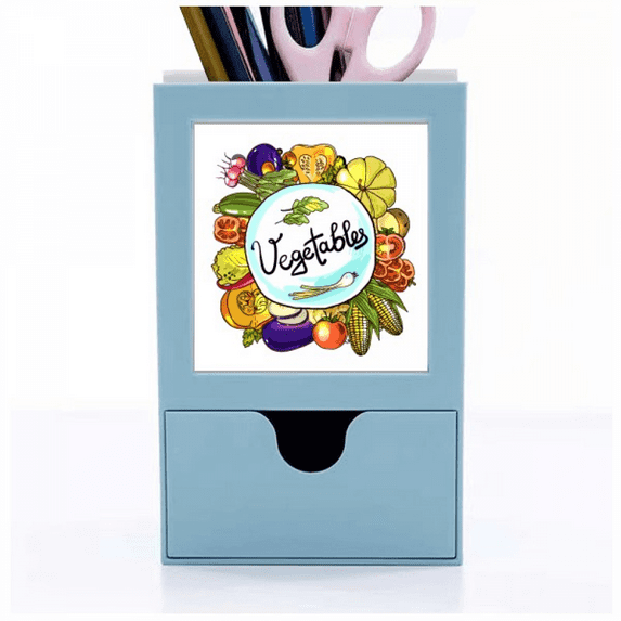 Vegetables Corn Redish Chinese cabbage Desk Supplies Organizer Pen Holder Card