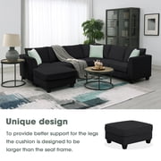 Modular Sectional Sofa Couch, Living Room Sofa Couch for Department, Black