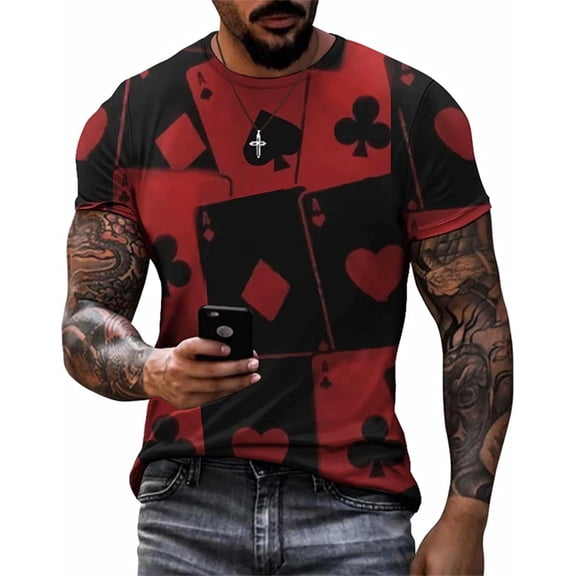 3D Poker Shirts for Men Funny Graphic Workout Tees Shirt Casual Short Sleeve Tshirt Vintage T Shirt Summer Shirts Men