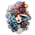 thumbnail image 1 of Adhesivos de pared para niña con flores de neón, diseño floral brillante para mujer, 1 of 2