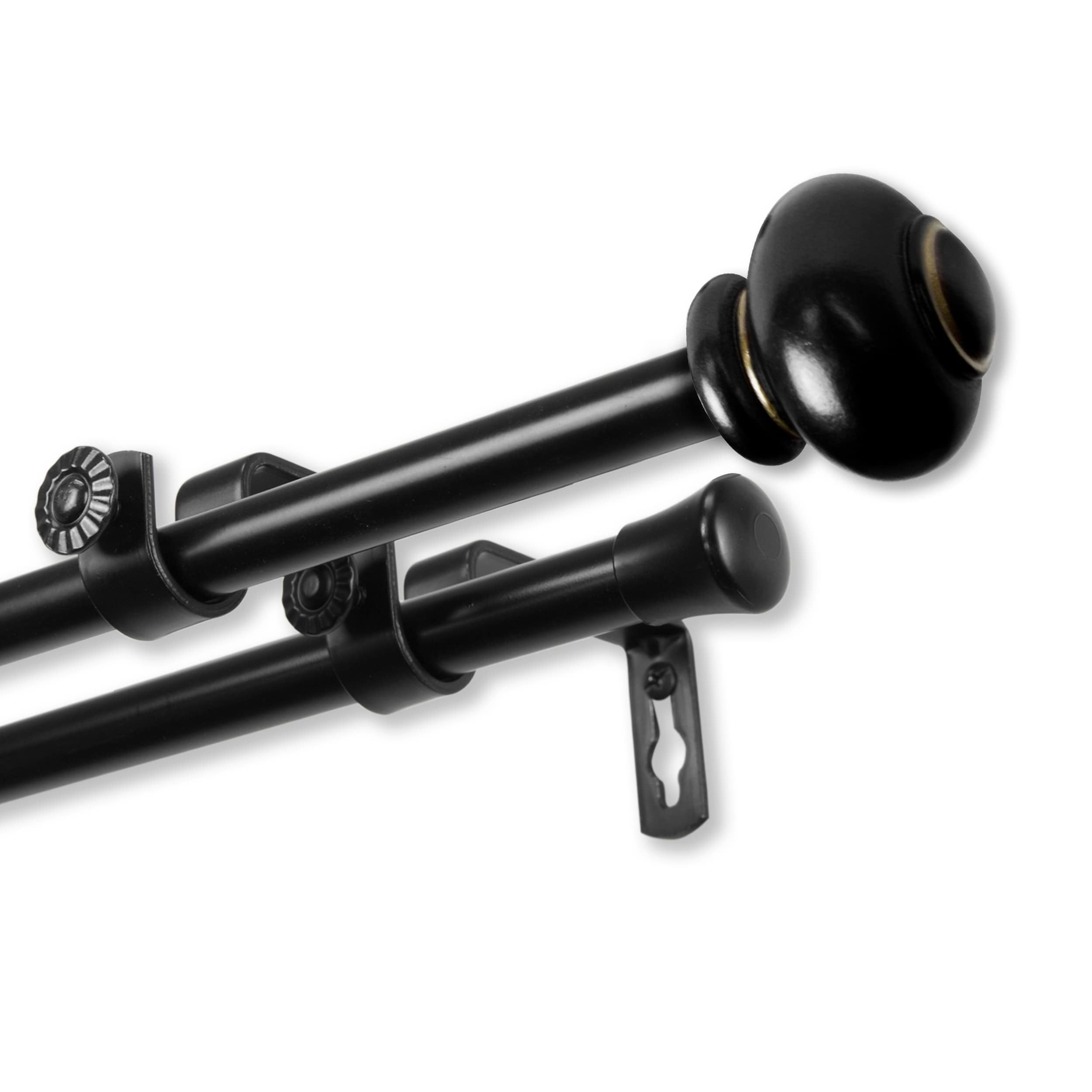 InStyleDesign Monroe Adjustable Double Curtain Rod Black 84120 inch
