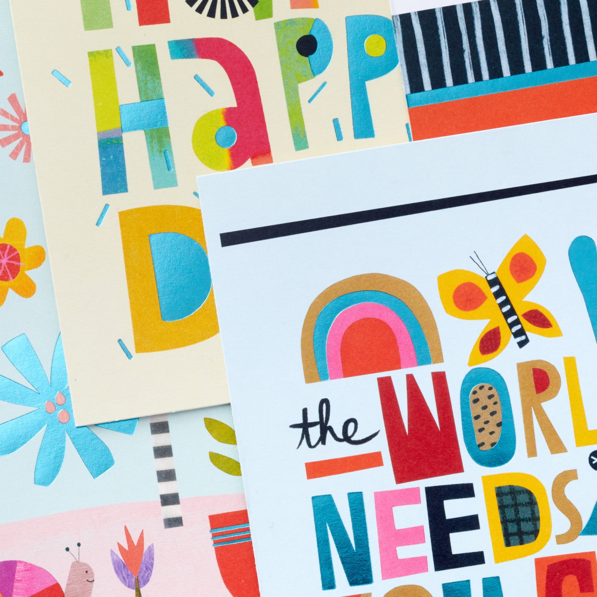 Hallmark Assorted Multi-Occasion Cards (Collage Lettering and Flowers), Pack of 12