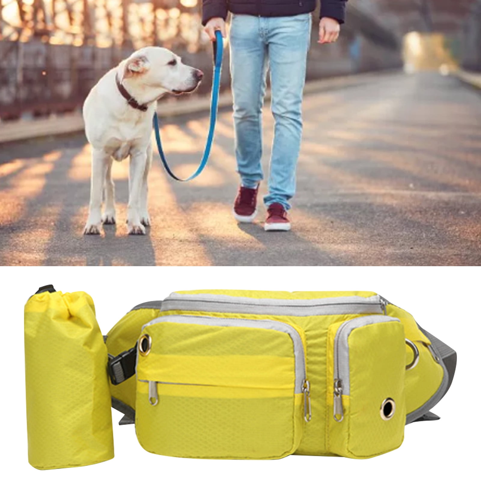 LAZIOEGR Dog Fanny Pack Large Space Multifunctional Dog Treat Training Pouch Walking Bag for Shopping Outings Sports Premium Oxford Cloth Yellow Size (9.06 inches / 23 cm)