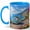 Blue, variant on Sunny Coastal Road Trip 11oz Ceramic Mug, Blue Sea Travel Van Coffee Cup