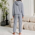 thumbnail image 4 of Elvqul Loose Fit Printed Design Long Sleeve Crew Neck Flannel Fleece Long Pants Side Pockets Pajama with Embroidered Detail, 4 of 8
