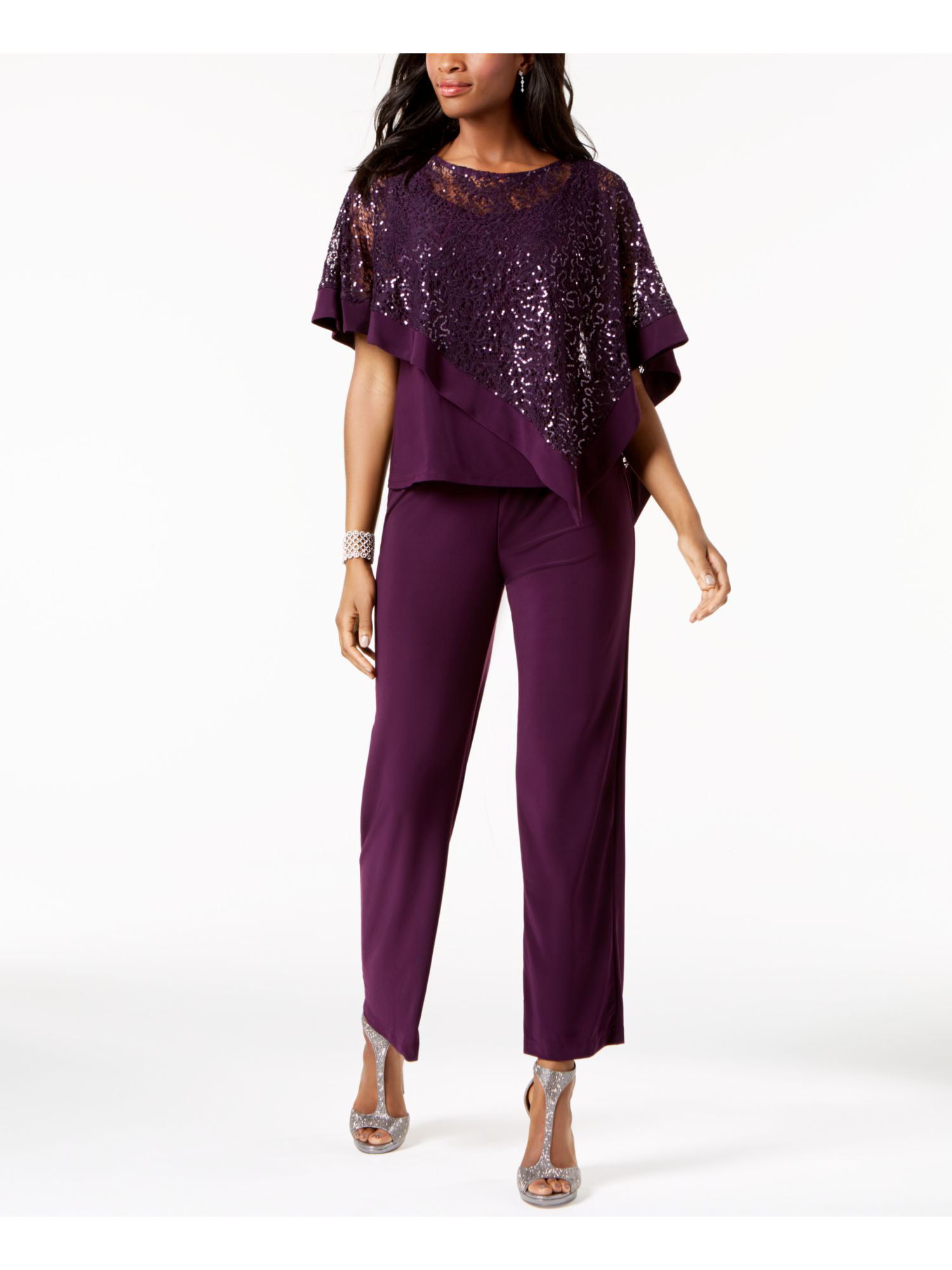 R&M Richards - R&M RICHARDS Womens Purple Sequined Straight leg Formal ...