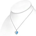 thumbnail image 3 of 925 Sterling Silver Clear CZ Simulated Blue Opal Love Heart Pendant Necklace Stud Earrings Set, 18", 3 of 4