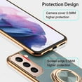thumbnail image 5 of for Galaxy S21 Case with Ring, Built-in Rotation Finger Ring Kickstand Cover with Shiny Plating Rose Gold Edge Work with Magnetic Car Mount Slim Thin Bumper Case for Women Girls Gray, 5 of 14