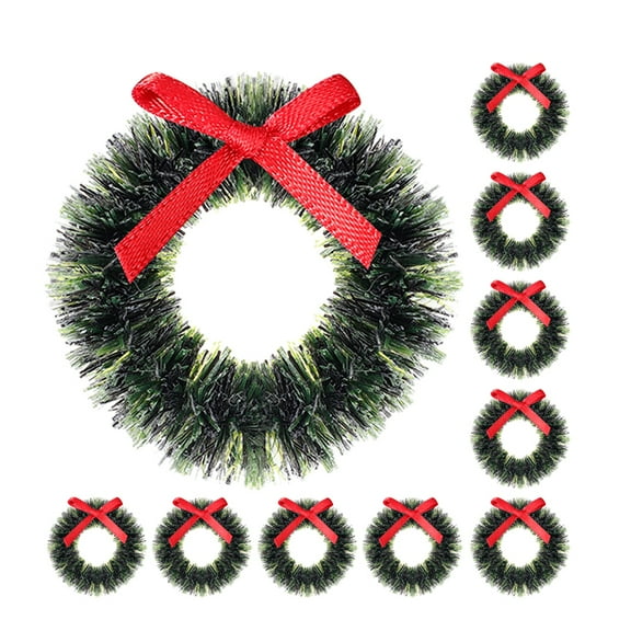 12 Pcs Dollhouse Garland Detachable Ornaments Pendants Decorations Miniatures Christmas Green