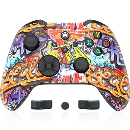 Bonacell 32Ft Wireless Xbox One Controller,Graffiti Custom Xbox Controller Built-in Dual Vibration and 3.5mm Audio Jack with TURBO Function - Compatible with Xbox One S/X/Xbox Series X/S/Window PC