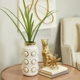 thumbnail image 2 of CosmoLiving by Cosmopolitan 12" White Ceramic Vase with Gold Circle Accents, 2 of 9
