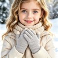thumbnail image 4 of TKKCS Kids Knit Gloves Warm Elastic Ribbed Cuff Soft Stretchy Full Fingers Winter Gloves for Boys Girls Gray 3-8Years, 4 of 6