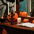 thumbnail image 5 of Gothic Witch Figurine with Candlestick, Spooky Halloween Tabletop Decoration for Living Room, Fireplace, Party & Indoor Display, 2 Pcs, 5 of 7
