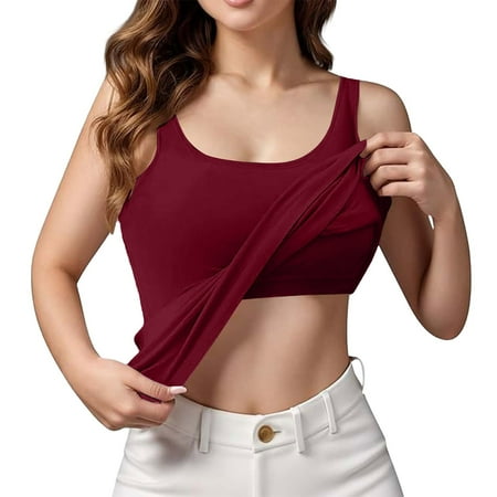 Sports Bra Tank Tops for Women! Comdrip Womens Tank Tops with in Bra Summer Basic Padded Yoga Shirt Shelf Bras Workout Camisole Casual Undershirt Tank Tops with Built in Bras Wine XL