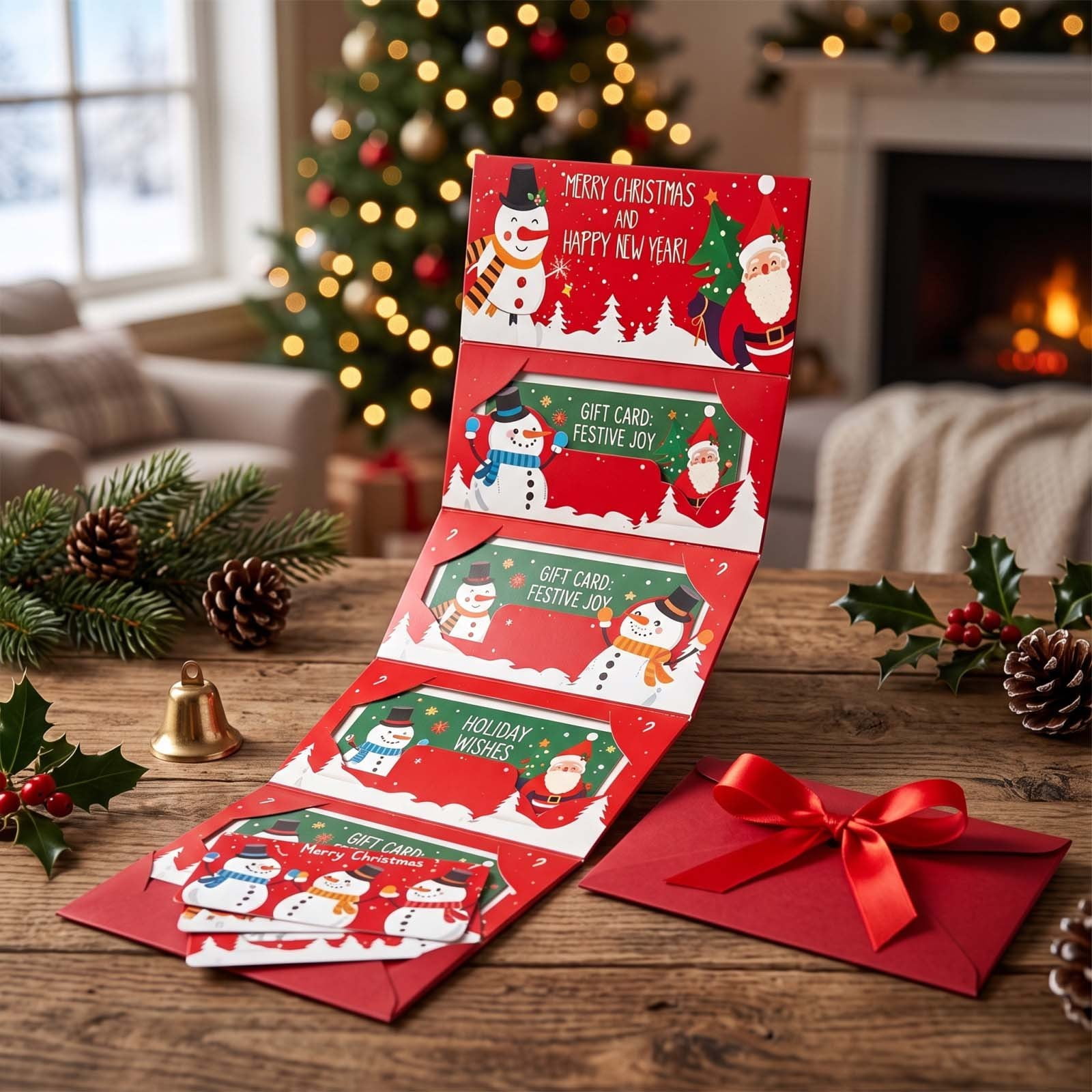 6 Cards-Christmas Red Envelopes Christmas Surprise Party Red Envelopes Money Box Holiday Memorable Gift Storage Christmas Decor Use