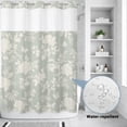thumbnail image 3 of No Hook Shower Curtain, Farmhouse Floral Shower Curtains for Bathroom with See Through Top Window, Spring Flowers Plants Vintage Green Waterproof & Washable Bath Curtain Extra Long 72"x84", 3 of 9