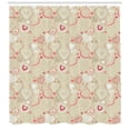 thumbnail image 1 of Ambesonne Valentines Shower Curtain, Doodle Heart Motifs, 69"Wx75"L, Beige Dark Coral White, 1 of 3