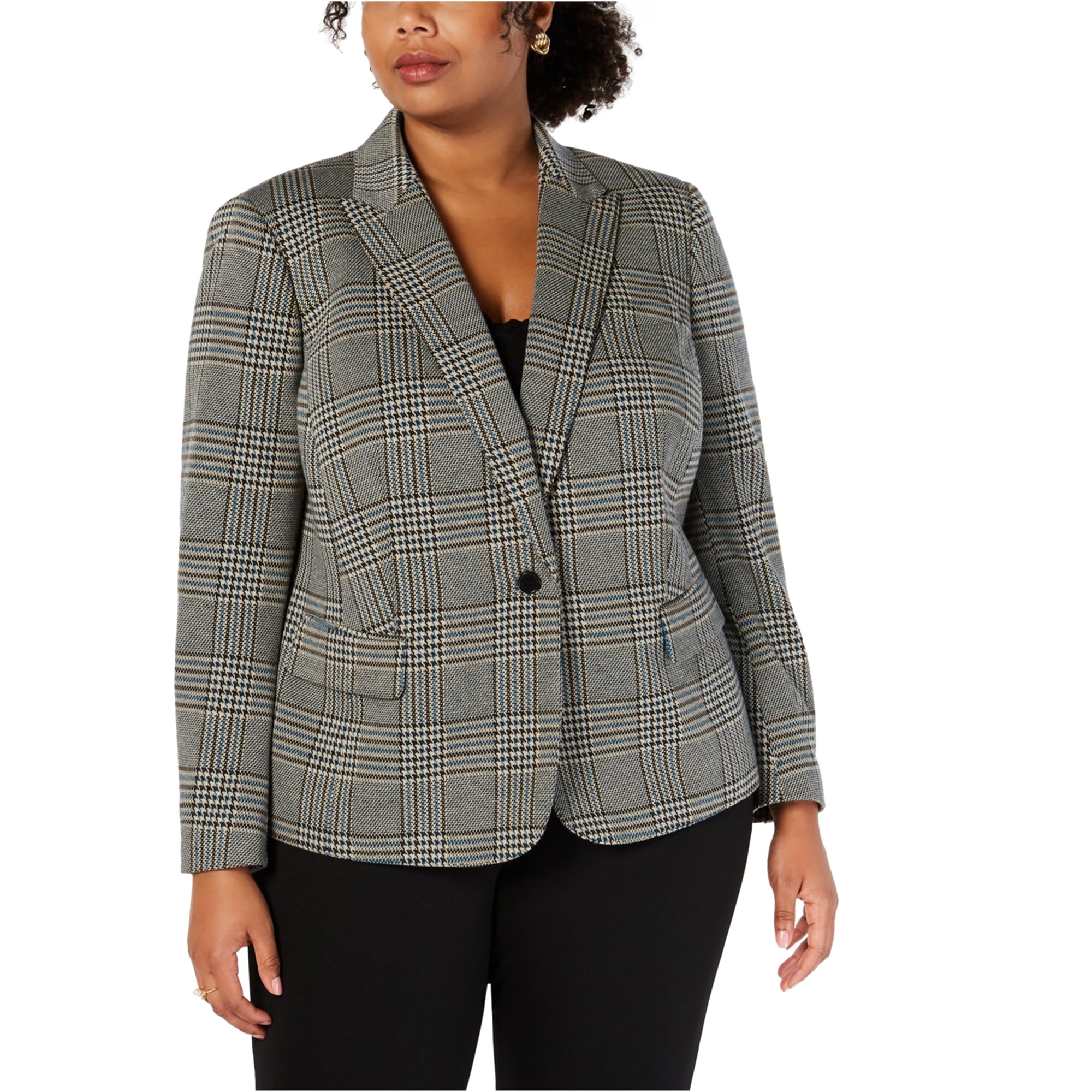 Finity Womens Topstitched Two Button Blazer Jacket, Black, 8 - Walmart.com