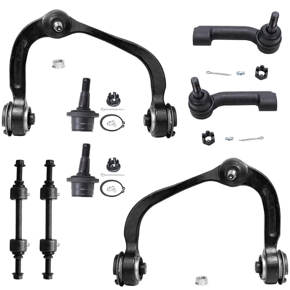 Detroit Axle - Front Suspension Kit for 4WD 2009-2014 Ford F-150, 2 Upper Control Arms with Ball Joints, 2 Lower Ball Joints, 2 Outer Tie Rods, 2 Sway Bar Links 2010 2011 2012 2013 Replacement