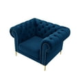 thumbnail image 3 of Inspired Home Letty Velvet Button Tuffted Accent Club Chair with Gold Trim, Navy Office Sofas, 3 of 8