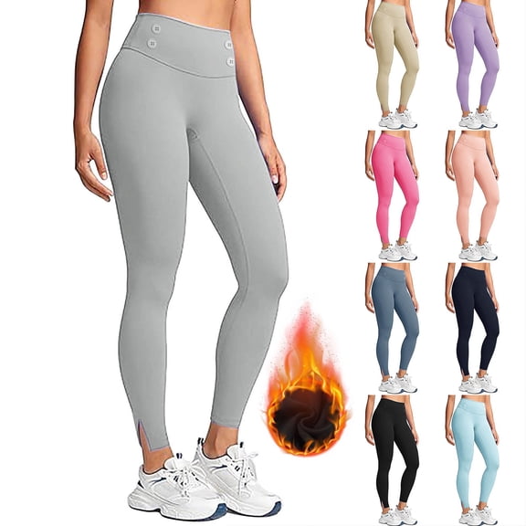 Women's Insulated Flare Leggings with Pockets High Waist Cold Weather Yoga Pants Cozy Winter Training Trousers