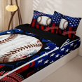thumbnail image 3 of Manfei Baseball Zipper Twin Comforter Sets with Fitted Sheet and 2 Pillowcases,Rustic Usa Flag Zipper Bedding Set,Red Black Stripes Decor,Black Reversible,4pcs, 3 of 8