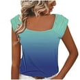 thumbnail image 3 of Inverlee Womens T Shirts V Neck Dressy Casual Short Sleeve Tops Loose Fit Gradient Print Shirts Breathable Holiday Tunic Blouse Tee Summer Fashion, 3 of 9