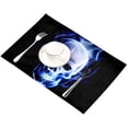 thumbnail image 3 of EREHome Ensemble de 6 Napperons Bleu Feu Crâne avec Support 12x18 Pouces, 3 of 5
