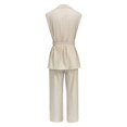 thumbnail image 3 of Women Fashion Solid Casual Suit Sleeveless Lac Up Cardigan High Waist Pants Suit Pant Suits plus Size Jumpsuit for Women Dresses for Grandmother of The Bride Snow Bib Womens Suite 269 Striped Trouser, 3 of 5