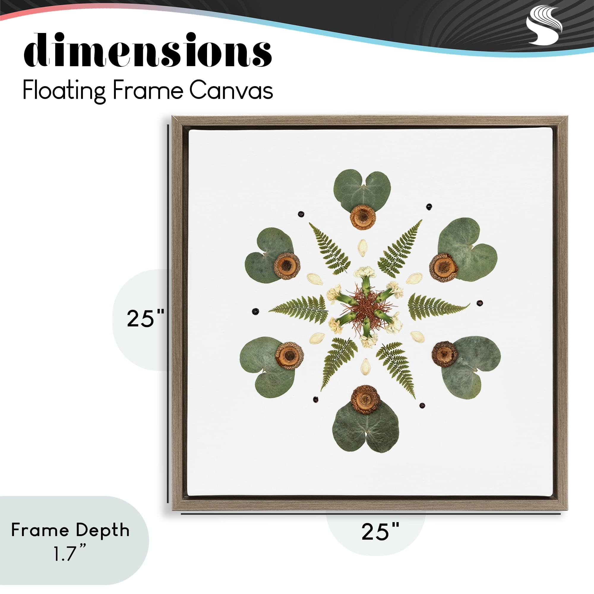 Stupell Industries Lily Pad & Fern Mandala Brown Framed Floater Canvas Wall Art, design by Beth Adoette