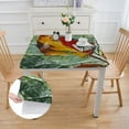 thumbnail image 2 of HAOXIT Green Oil Painting Print White and Dirty Resistant Machine Washable Holiday Tablecloth Table Cover Thanksgiving Table Decoration 46*46, 2 of 8