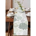 thumbnail image 4 of Coastal Ocean Table Runner 72 Inches, Sage Green Grey Coral Starfish Shell Bed Runner Dresser Scarves Tabletop for Indoor Outdoor Parties/Ceremony/Banquet, 13" x 72", 4 of 8