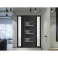 thumbnail image 4 of Front Exterior Prehung Metal-Plastic Door Frosted Glass | Manux 8933 Matte Black | 2 Side Sidelite Transoms | Office Commercial and Residential Doors Patio Garage 58x80 (W14+30+14x80) Left-hand, 4 of 6