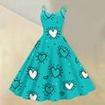 thumbnail image 2 of Women's Valentine's Day Floral Print Sexy Off-Shoulder Punk Retro Casual Sleeveless Dress Cyan L, 2 of 4