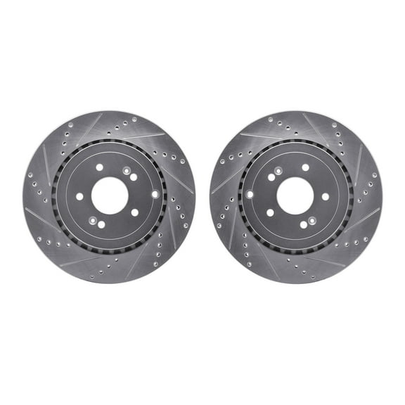 Dynamic Friction Company Rear Brake Rotors-Drilled and Slotted-Silver 7002-21025