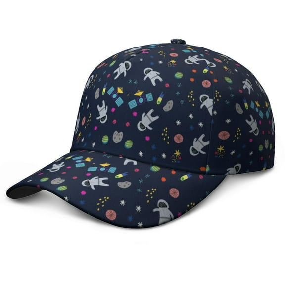 Space Geek Astronaut Rocket Baseball Cap – Adjustable Dad Hat with Outer Space and Starry Night Design, Ideal for Sports and Team Events