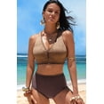 thumbnail image 6 of SHEWIN High Waisted Swimsuits for Women Textured Whip Stitch 2 Piece Bikini Sets V Neck Cross Back Sporty Summer Beach Bathing Suit, 6 of 10