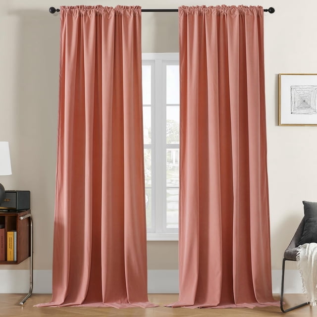 Cortinas Joydeco de terciopelo rosa, 274 cm de longitud, 2 paneles, opacas