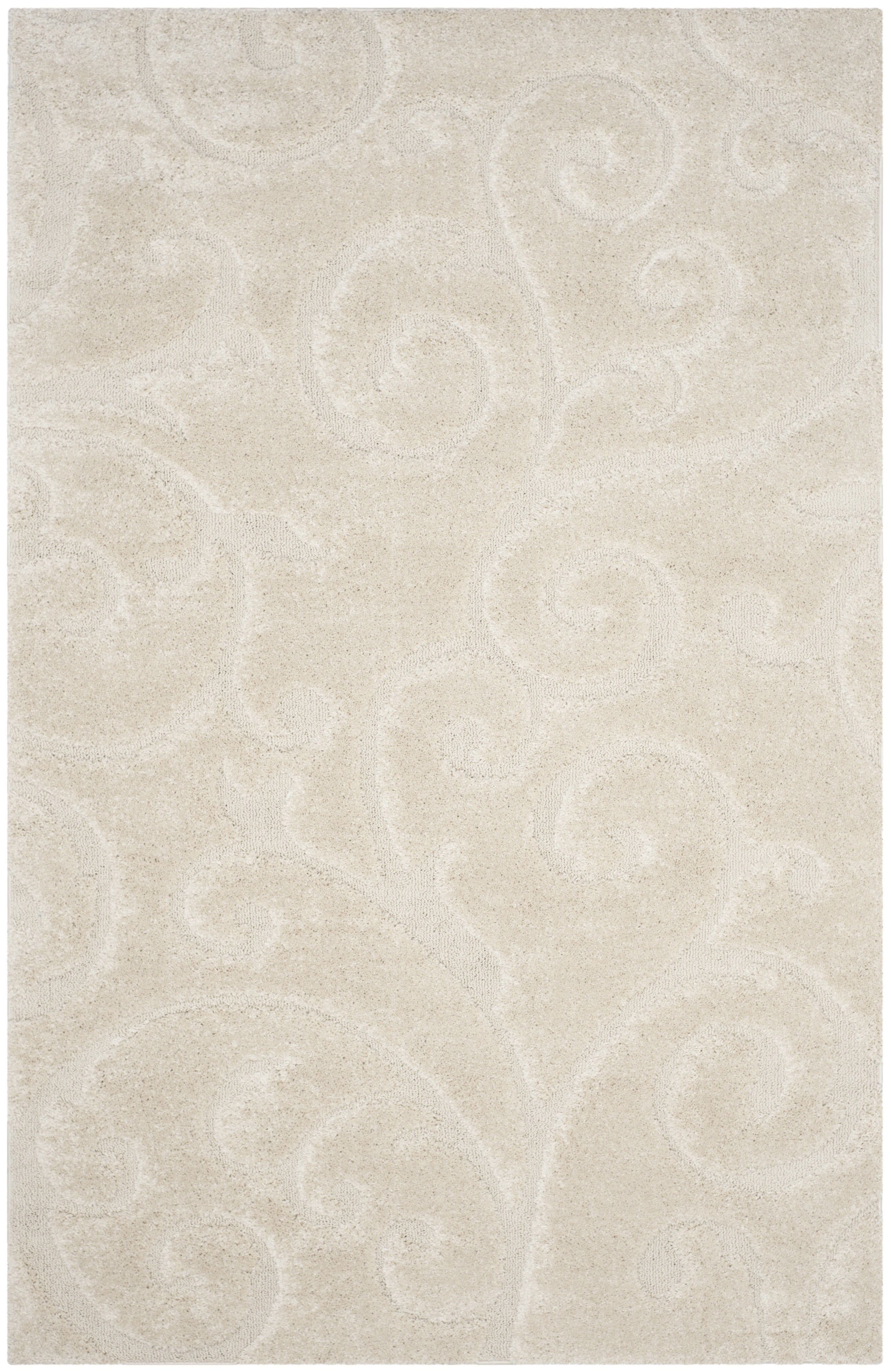 Safavieh Florida Doug Floral Vines Geometric Shag Area Rug, Creme, 6' x 8'