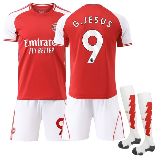 Arsenal Home Football Jersey 2025-26 Kit with Socks, Size Kids & Adults, No.9 G.Jesus