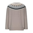 thumbnail image 5 of Women's Fair Isle Knitted Sweater Vintage Long Sleeve Boat Neck Retro Lightweight Pullover Top for Fall Winter, Limited Time Offer, 5 of 6