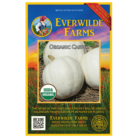 Everwilde Farms - 10 Organic Casper Pumpkin Seeds - Gold Vault Jumbo Bulk Seed
