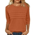 thumbnail image 2 of Sweet Home Farm 3/4 Sleeve T Shirts for Women Summer Tops Trendy 2025 Causal Length Tunic Loose Comfy Solid Crewneck Blouses T Shirts for Women Orange, 2 of 7